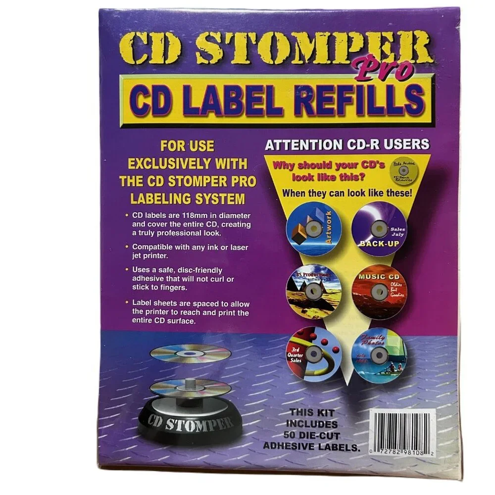 CD Stomper Matte White Inkjet/Laser CD Label Refills 50-Count